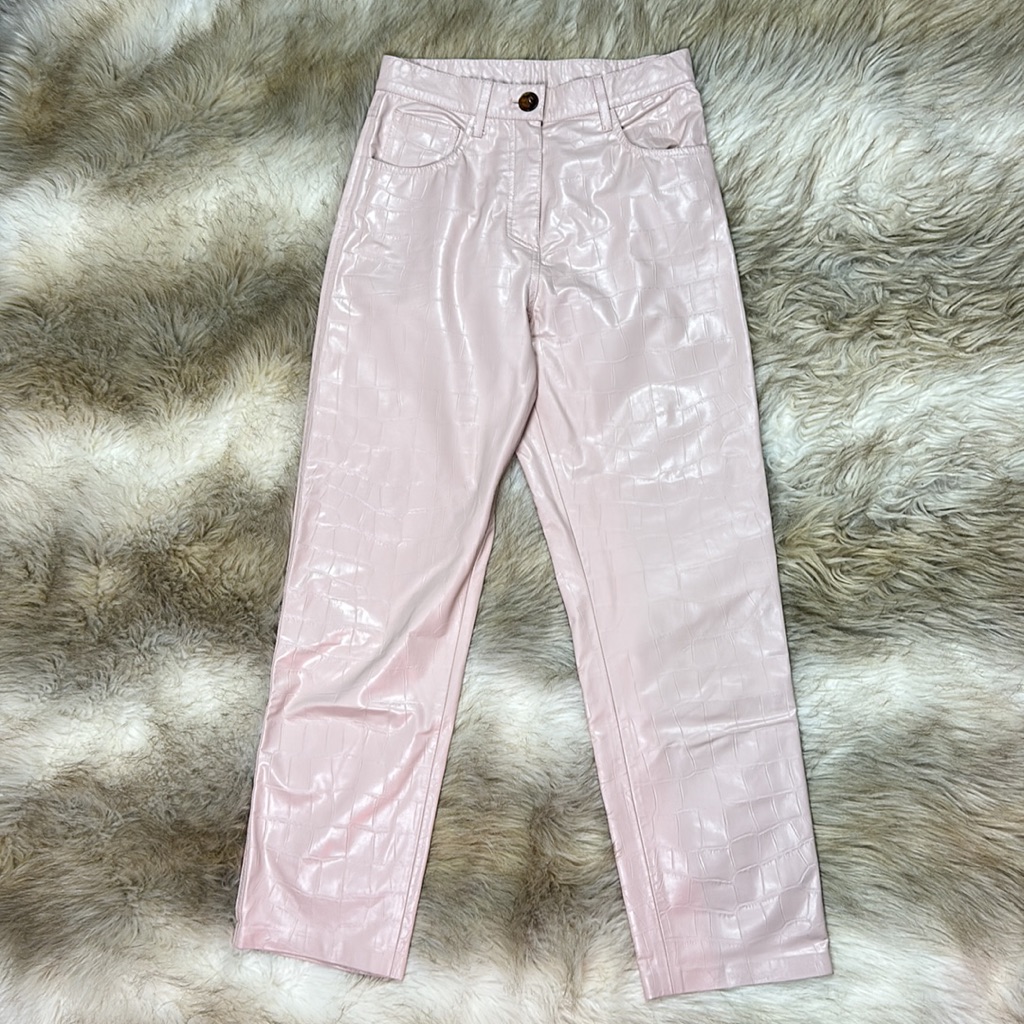 Nanushka High-Rise Animal Print Straight Leg Pants, Size Small